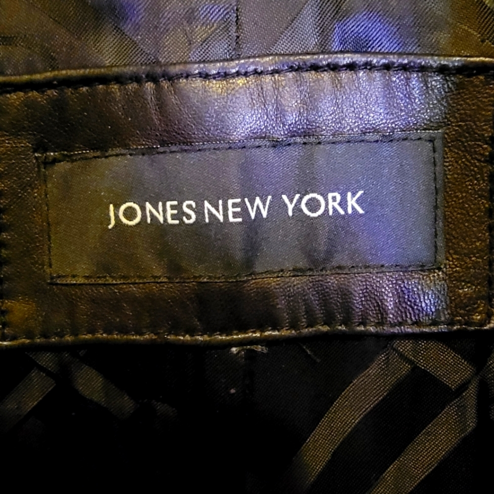 🦋Vintage Black Leather Swing Jacket 🦋Jones New York 1X Plus Womans - Picture 3 of 14